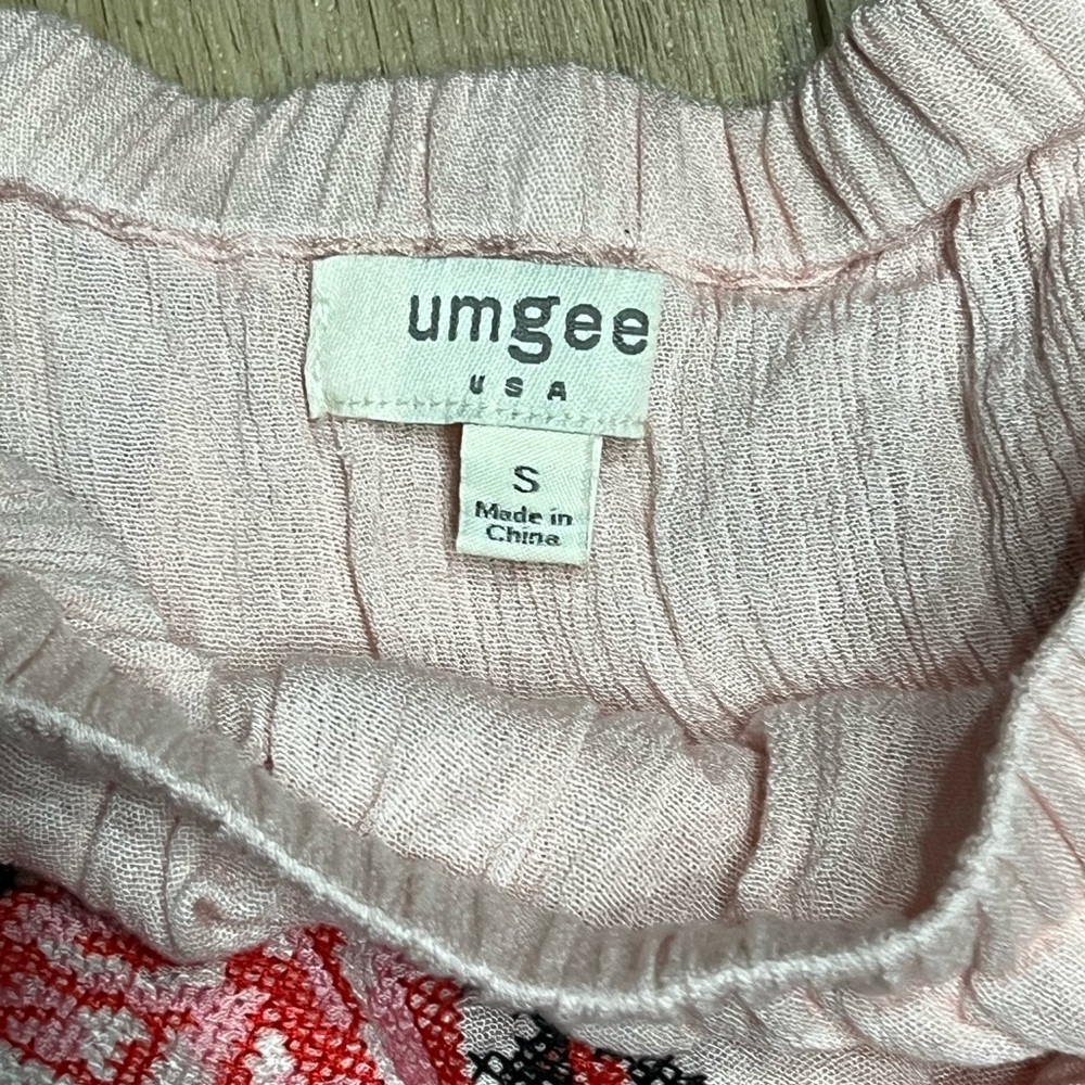 Umgee Pink Off-Shoulder Floral Blouse Small - Picture 4 of 4